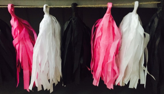 MINNIE MOUSE GARLAND- black and pink tissue garland- 1st birthday- first birthday- girl party Il_570xn