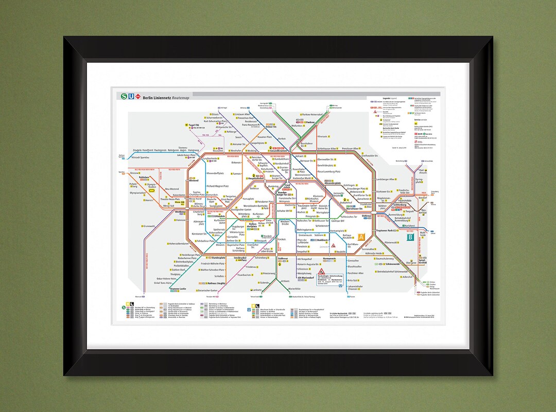 Berlin Ubahn (2014) Subway Map (16x12 Heavyweight Art Print) - Etsy