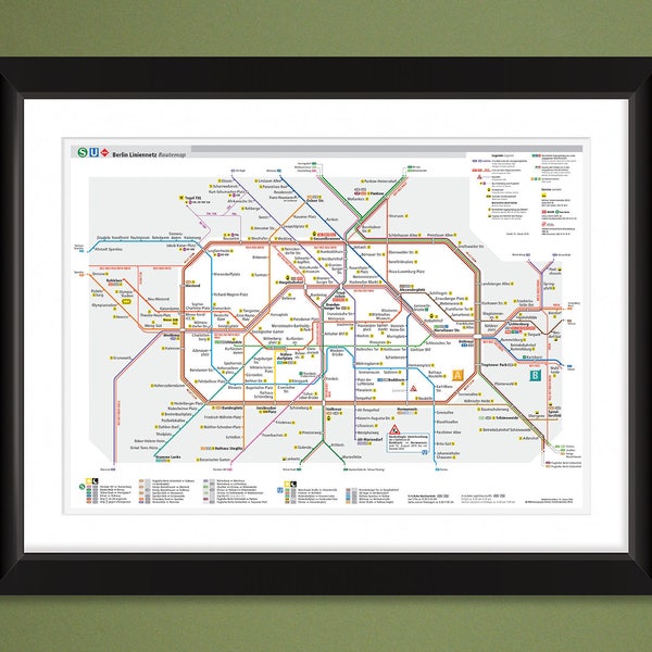 Berlin UBahn (2014) Subway Map (16x12 Heavyweight Art Print)