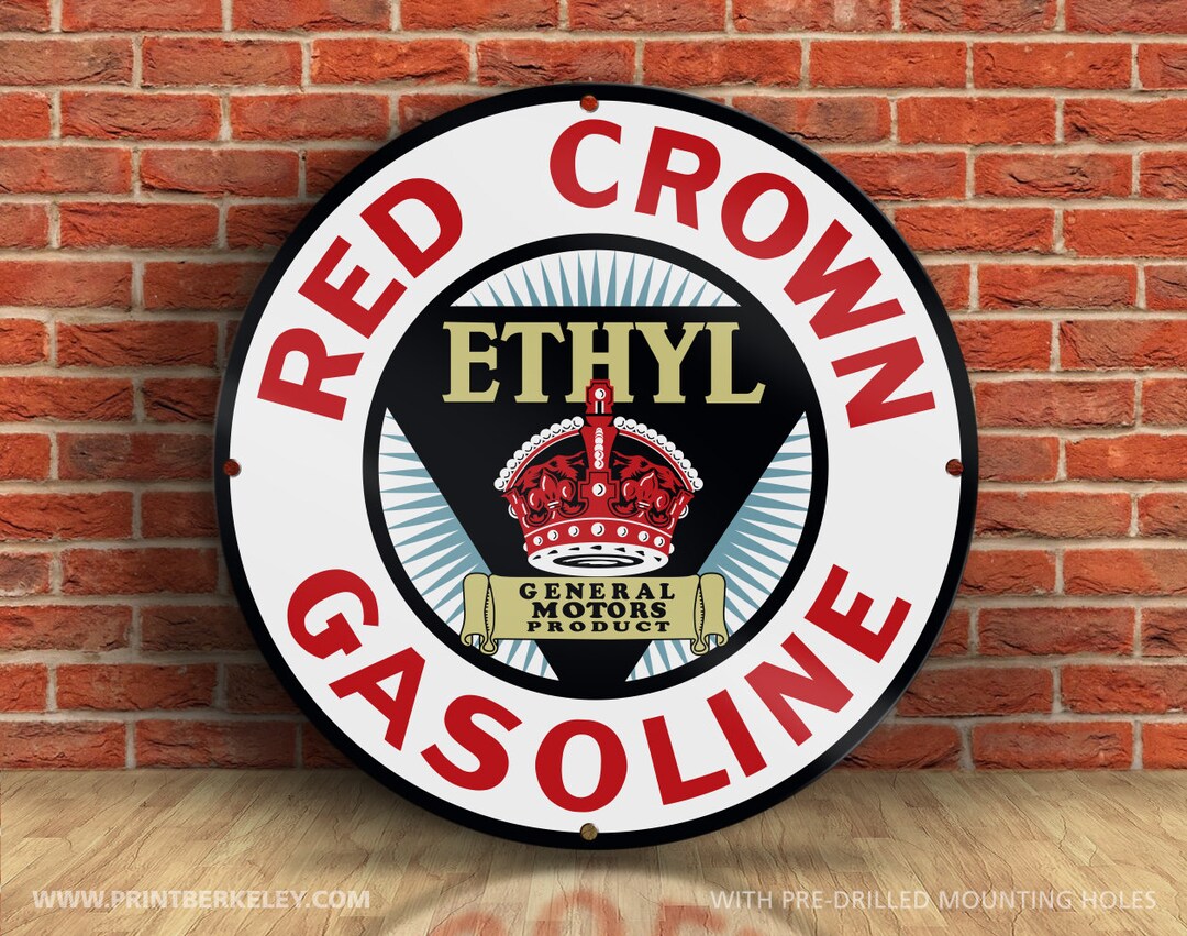 Red Crown Gasoline Sign – Vintage Petroliana Reproduction (23.5 ...