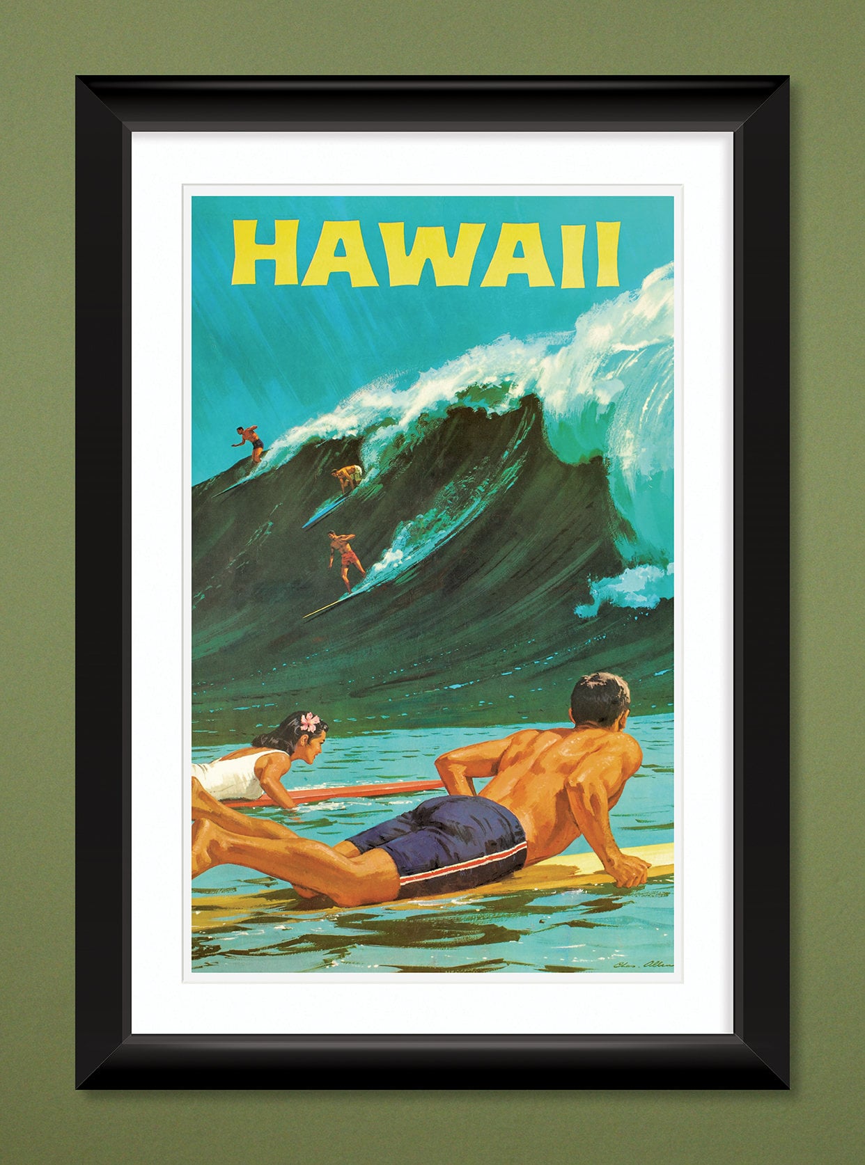 Hawaii Travel Poster by Charles Allen 1958 (12x18 Heavyweight Art
