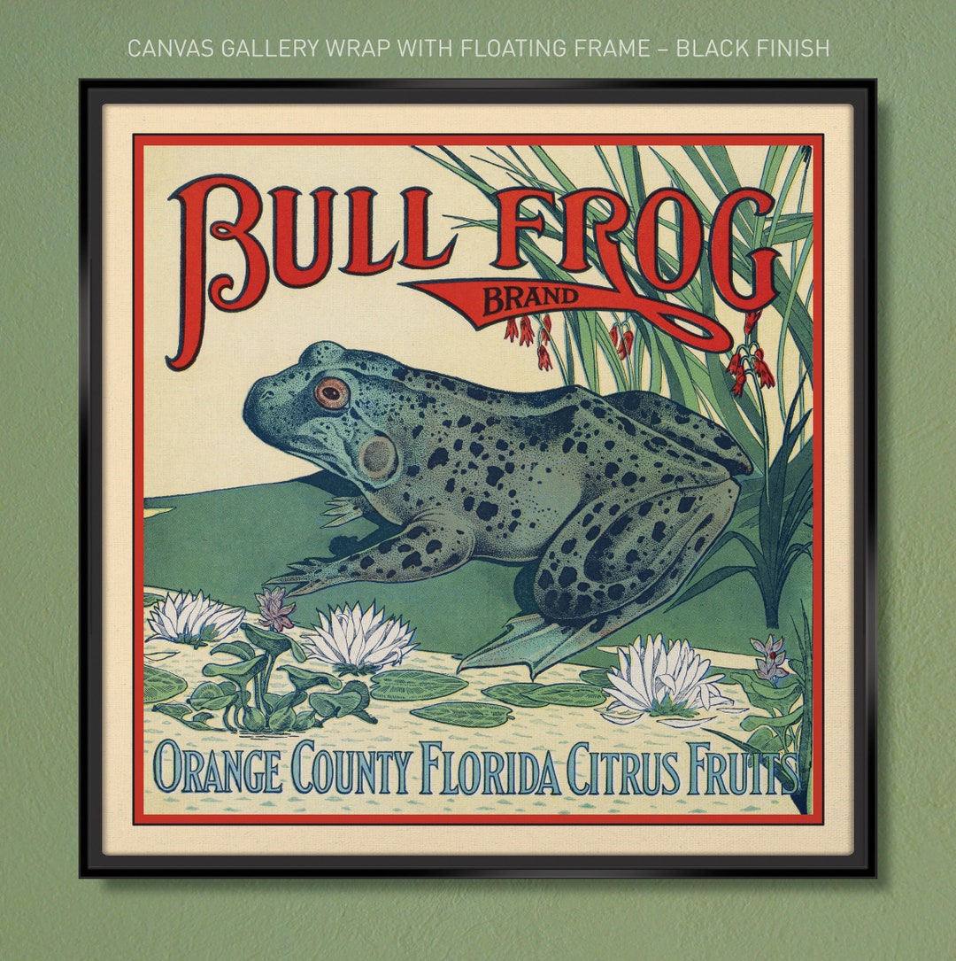 Bull Frog Citrus Label Art Print – Vintage Florida Advertisement - Etsy