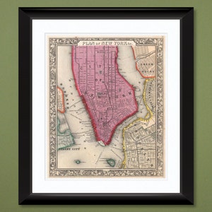 1860 Mitchell Map of New York City, Heavyweight Print (12x14)