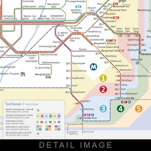 Munich Germany Urban Rail & Regional Train Map 2019 16x12 Heavyweight Art Print image 3