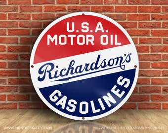 Richardson's Motor Oil Sign – Vintage Gas Station Reproduction (23.5" Aluminum)