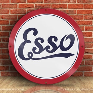 Esso – Petroliana Vintage Reproduction Gas Station Sign (23.5&quot; Round DIBOND™ Aluminum Composite)