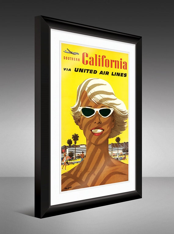 ハワイアン エアライン ビンテージ  オリジナル ポスター Stan Gali 1960 United Air Lines Hawaii Stan Galli Canoe Airlines