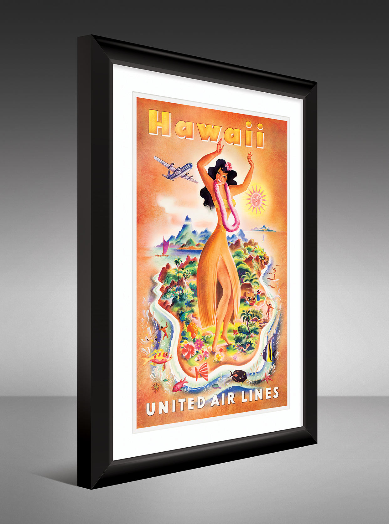 Travel Poster – United Air Lines – Hawaii – Orange (12x18