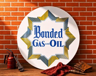 Bonded – Gas & Oil – Petroliana Vintage Reproduction Gas Station Sign (23.5"/36"/46" Round DIBOND™ Aluminum Composite)