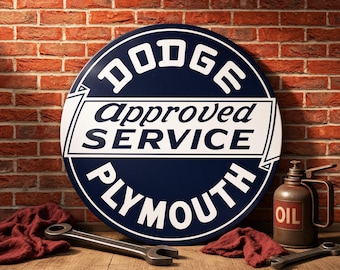 インテリア木製看板PLYMOUTH検)アドバタイジングDODGEUSA60s Dodge Plymouth Approved Service – Petroliana Vintage Reproduction