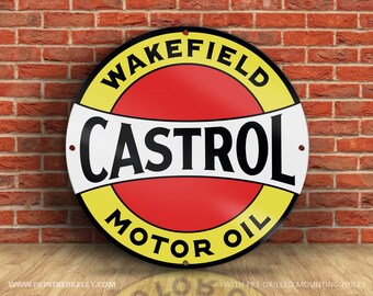 Castrol Wakefield Motor Oil Sign – Vintage Style Gas Station Decor (23.5" Round)