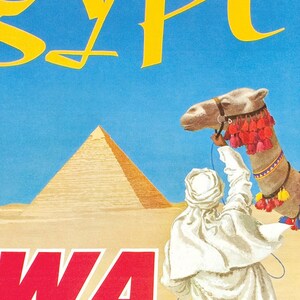 Egypt Fly TWA 1960s Vintage Style Travel Poster Print - 16x24 Inches