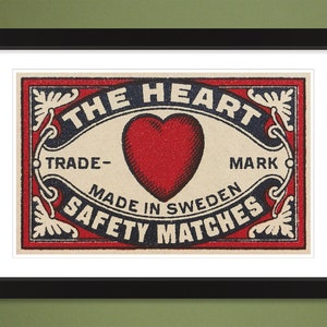 The Heart – Safety Matches – Made in Sweden (Vintage 18x12 Heavyweight Art Print)