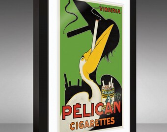 Vintage Advertising – Pelican Cigarettes by Charles Yra (french) 1920  (12x18 Heavyweight Art Print)