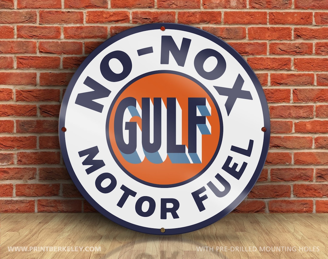 Gulf No-nox Motor Oil Sign – Vintage Petroliana Reproduction (23.5 ...