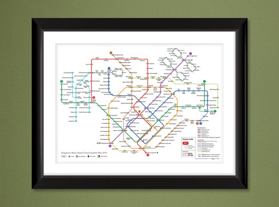 Singapore Mass Rapid Transit System Map (16x12 Heavyweight Art
