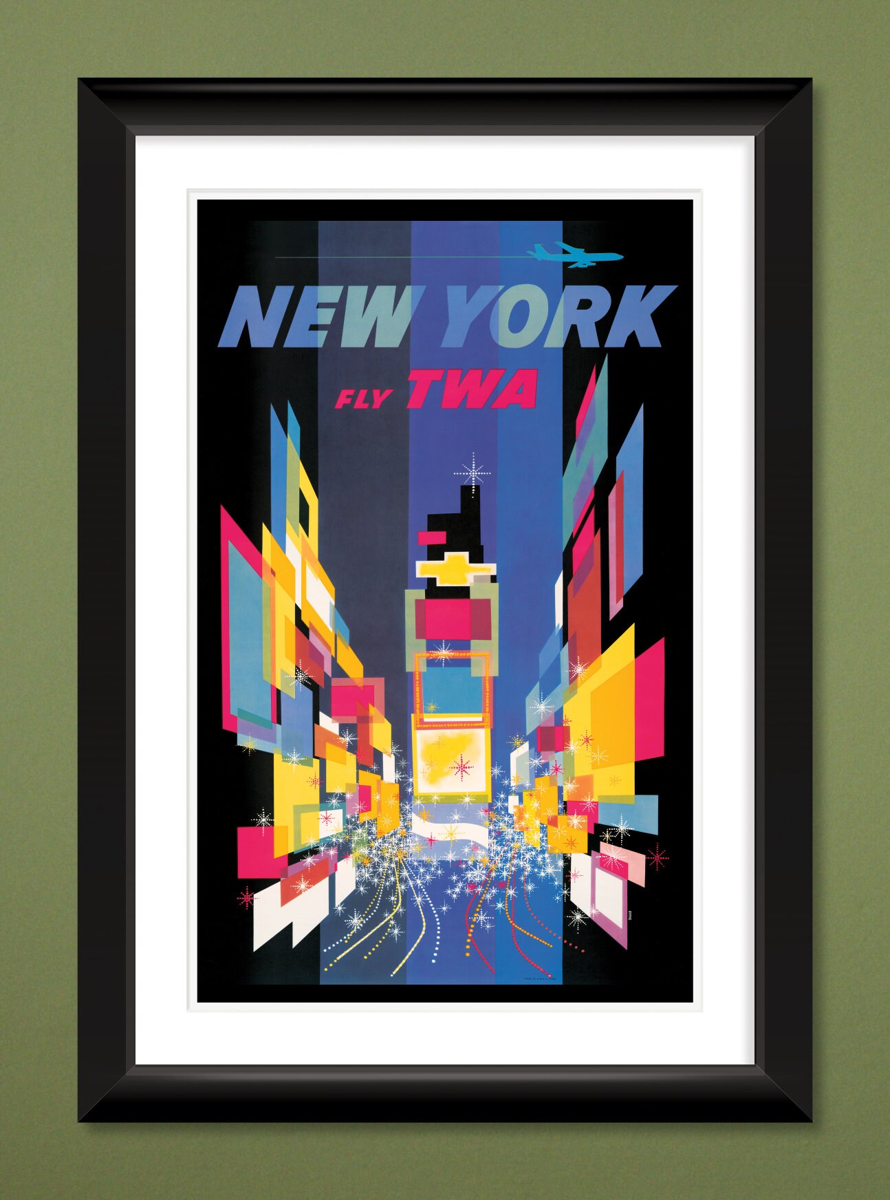 Vintage New York TWA Travel Poster by David Klein (12x18 Art Print