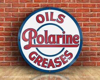 Polarine Oils Greases – Petroliana Vintage Reproduction Gas Station Sign (23.5" Round DIBOND™ Aluminum Composite)