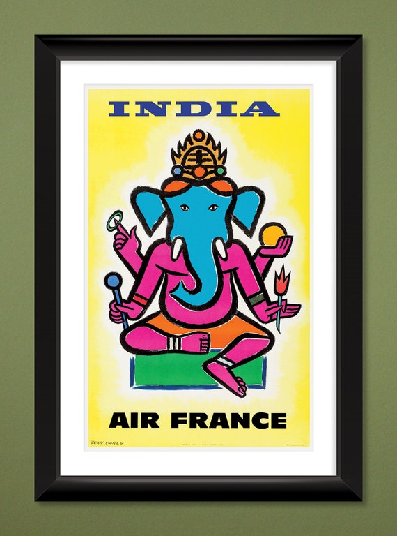Affiche Vintage Air France – Jaipur Inde – Style Rétro Années 50 – 30x40 Cm