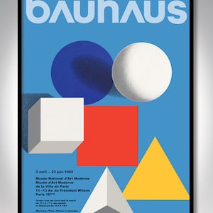 Cartel de la Exposición Bauhaus – Museo de Arte Moderno de París 1969 20x30 & 24x36 Cartel Papel Impresión w / Gratis FedEx Overnight Priority Shipping