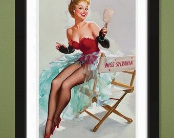 Gil Elvgren – Admiring Miss Sylvania 1955 (12x18 Heavyweight Art Print)