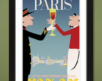 Travel Poster – Pan Am – Paris – Jet Clipper Service Daily (12x18 Heavyweight Art Print)