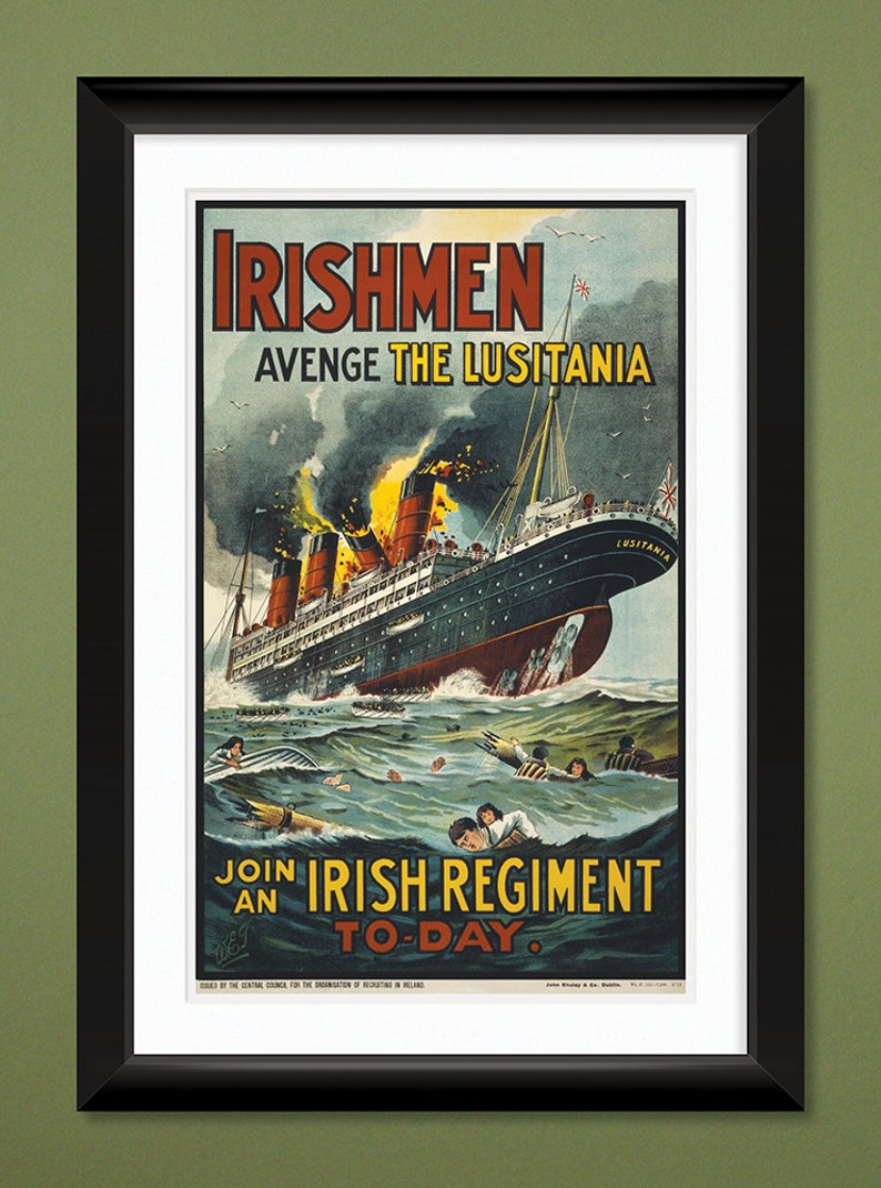 Sinking Of The Rms Lusitania Wwi Propaganda Recruitment 12x18 Heavyweight Art Print