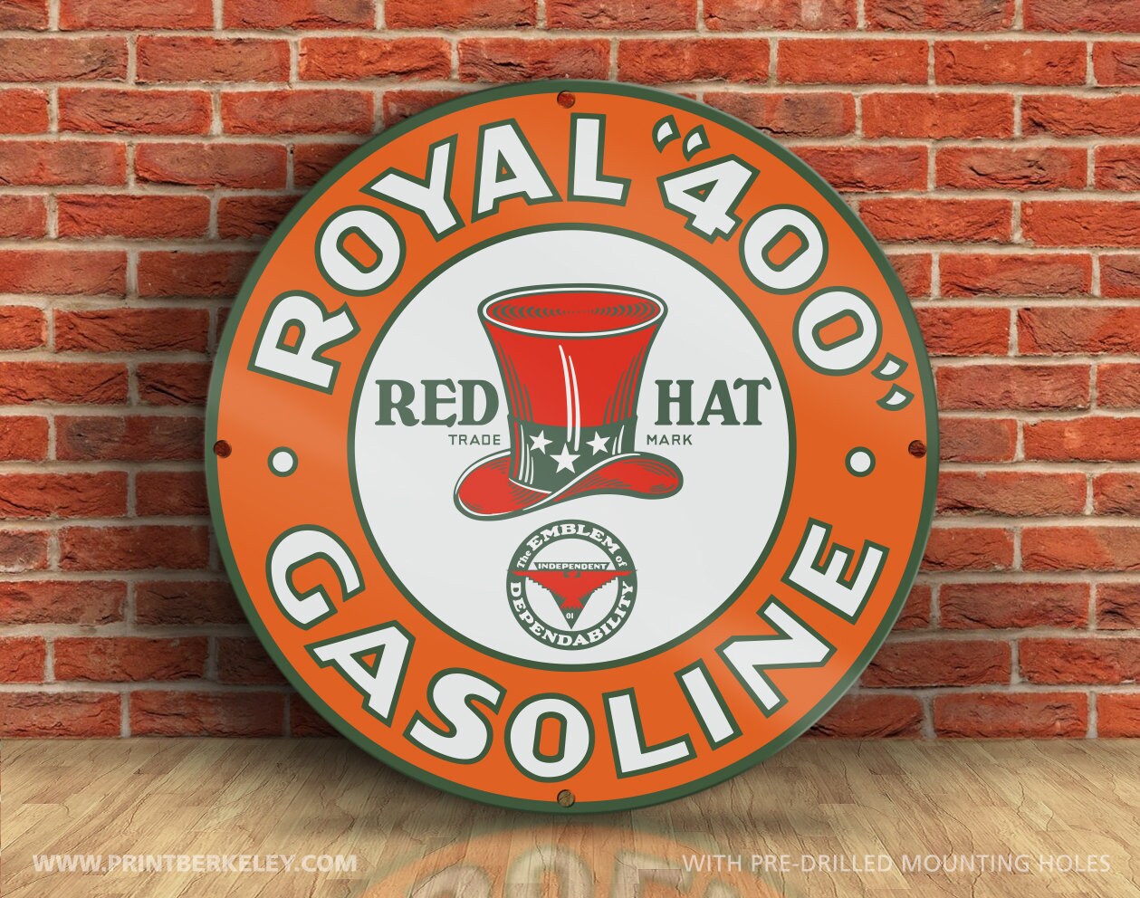 【メール便無料】 Royal – Hat Red 400 Vintage Petroliana – Gasoline 看板