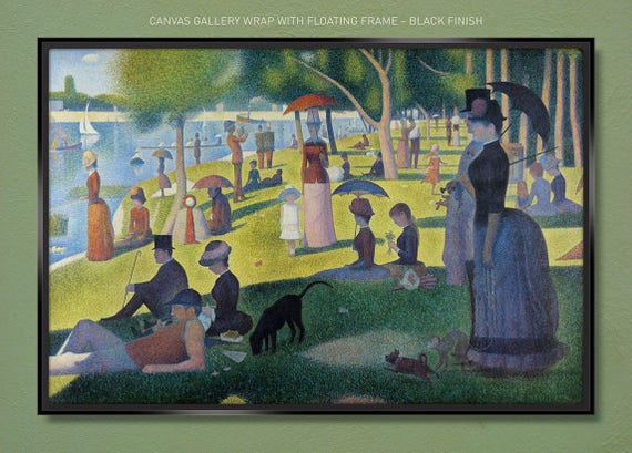 by Georges Seurat 36x24 Poster A River Bank A Sunday Afternoon in the Park