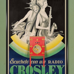 Radio Crosley (1929) by Achille L. Mauzan – Gallery-Quality Canvas Wrap 12x18 20x30 24x36 w/ Free UPS Shipping