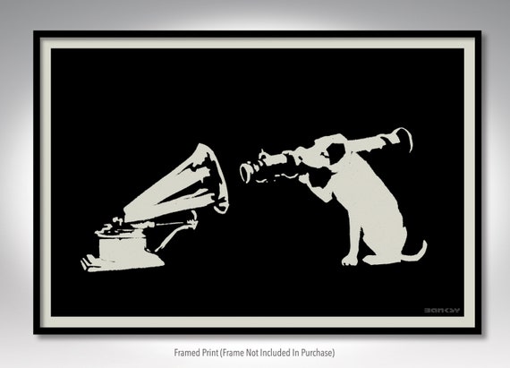 Banksy – Dog Bazooka 30x20 & 36x24 Bright White Satin Finish