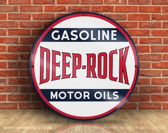 1940's Deep Rock oil ポスター　サイン Deep Rock Gasoline Sign – Petroliana Vintage Reproduction, 23.5