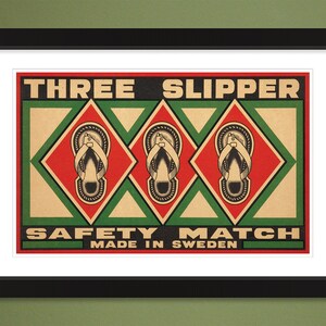 Three Slipper – Safety Match – Made in Sweden (Vintage 18x12 Heavyweight Art Print)