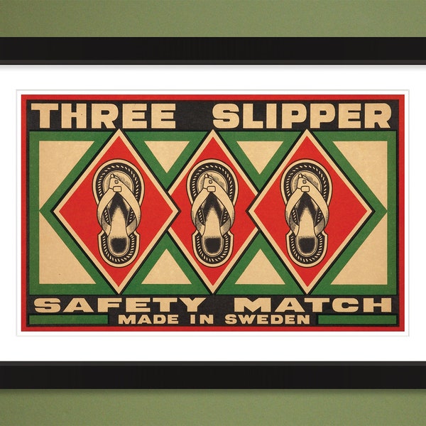Three Slipper – Safety Match – Made in Sweden (Vintage 18x12 Heavyweight Art Print)