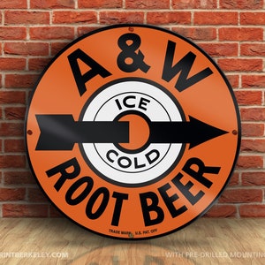 A&W Root Beer – Petroliana Vintage Reproduction Gas Station Sign (23.5&quot; Round DIBOND™ Aluminum Composite)