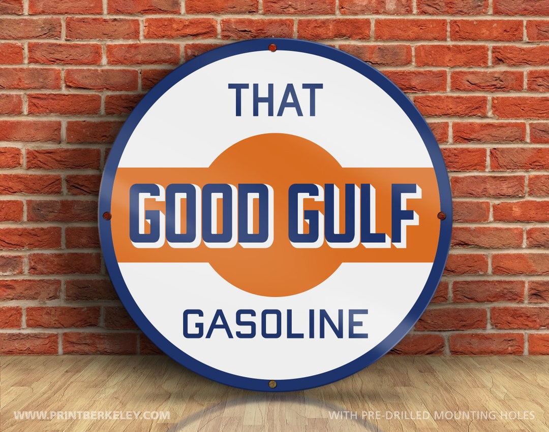 Gulf Gasoline Sign – Petroliana Vintage Reproduction, 23.5" Round - Etsy