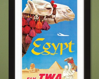 Vintage Travel Poster – Egypt – Fly TWA (12x18 Heavyweight Art Print)
