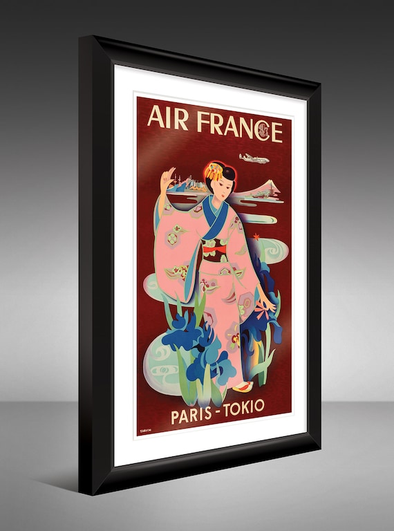 Travel Poster – Air France – Paris Tokio (c1950s) by Yasse Tabuchi