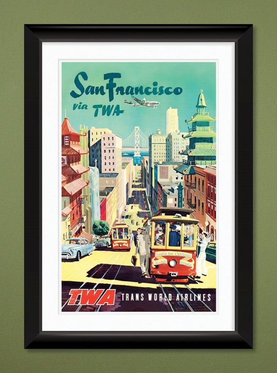 San Francisco (china Town) via TWA 1950s – Vintage Travel Poster