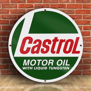 Castrol – Motor Oil – Petroliana Vintage Reproduction Gas Station Sign (23.5&quot; Round DIBOND™ Aluminum Composite)