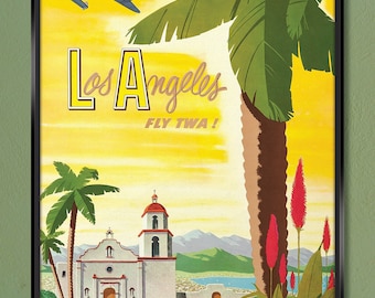 TWA Los Angeles (c1950s) by Bob Smith – 12x18 20x30 24x36 Gallery-Quality Canvas Wrap w/ Free UPS Shipping