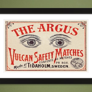The Argus – Vulcan Safety Matches – Made at Tidaholm, Sweden (Vintage 18x12 Heavyweight Art Print)