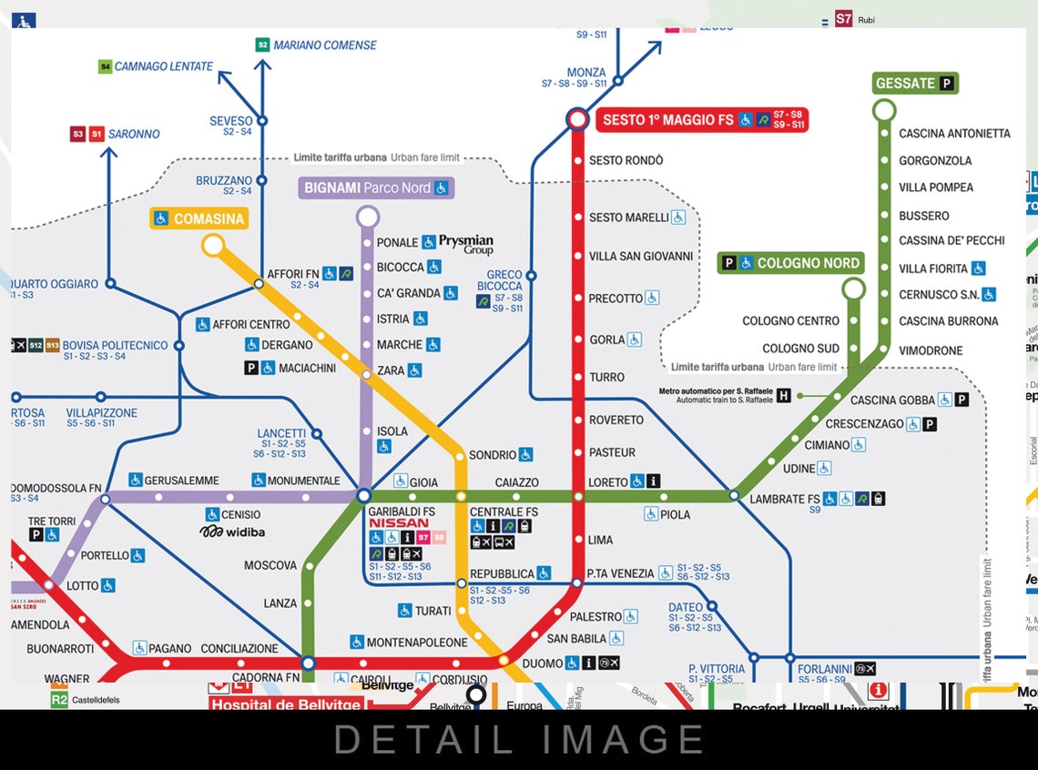 Milan Metro Map 2019 16x12 Heavyweight Art Print | Etsy
