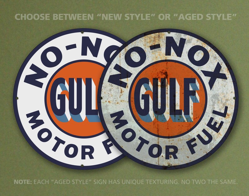 Gulf No-nox Motor Oil Sign – Vintage Petroliana Reproduction (23.5 ...