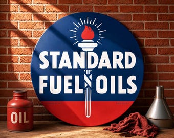 Standard Fuel Oils – Petroliana Vintage Reproduction Gas Station Sign (23.5"/36"/46" Round DIBOND™ Aluminum Composite)