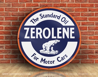 Zerolene Oil – Petroliana Vintage Reproduction Gas Station Sign (23.5" or 36" Round DIBOND™ Aluminum Composite)