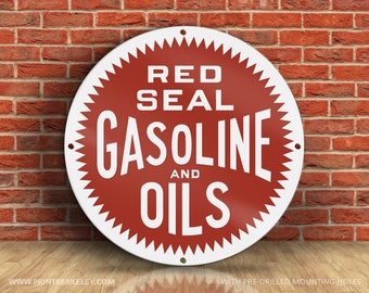 Red Seal Gasoline And Oils – Petroliana Vintage Reproduction Gas Station Sign (23.5" or 36" Round DIBOND™ Aluminum Composite)