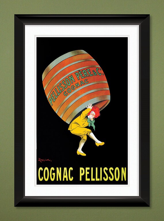 COGNAC PELLISSON vintage ad poster FRENCH LIQUOR collectors colorful 24X36
