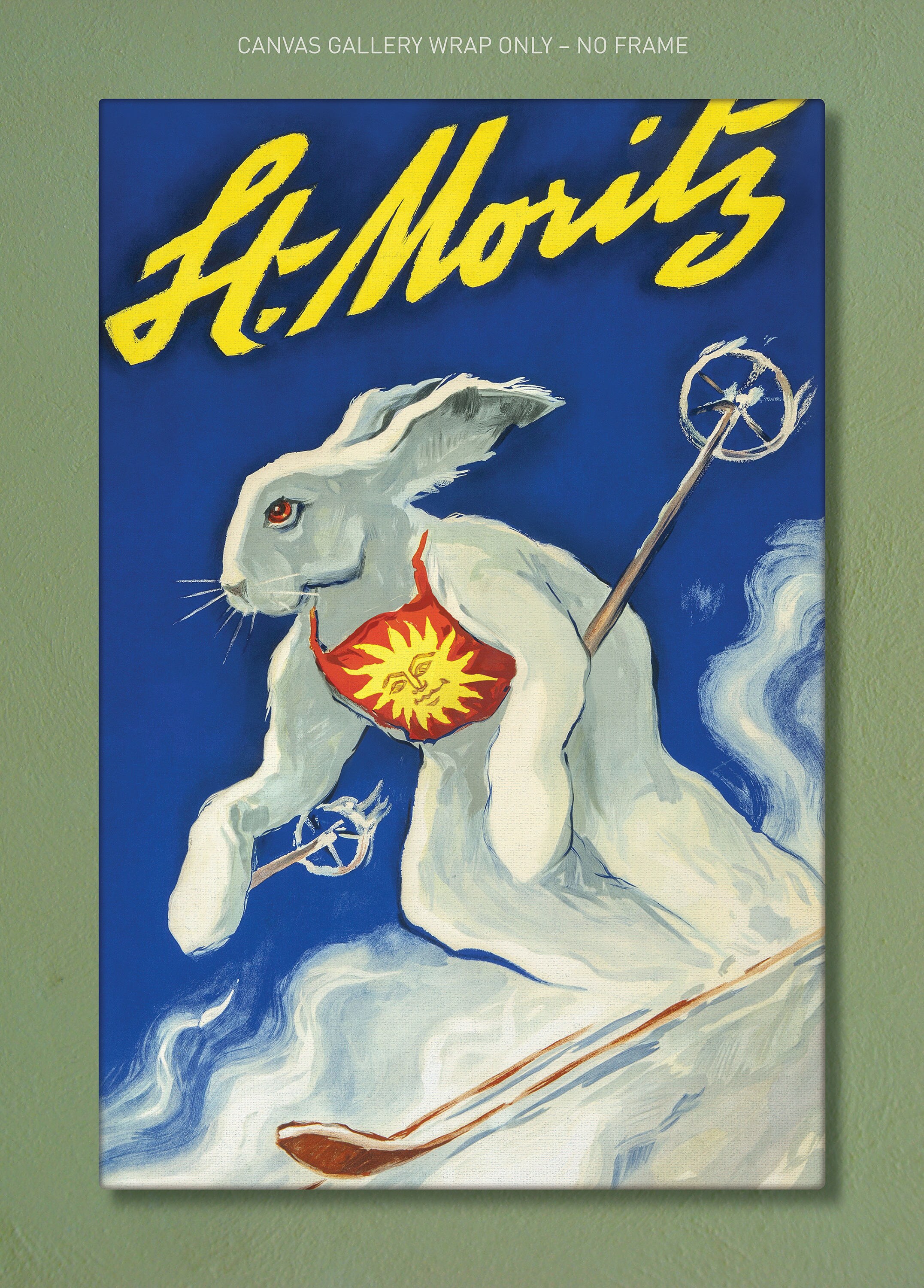 St. Moritz Ski Bunny Canvas Print – Vintage Swiss Travel Poster - Etsy