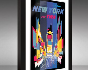 Vintage New York TWA Travel Poster by David Klein (12x18 Art Print
